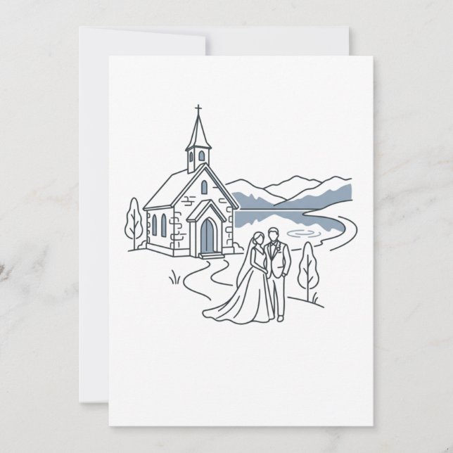 Convites Capela de casamento junto ao lago da montanha (Frente)