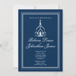 Convites Capela Romântica Casamento Igreja Azul Marinho Bra