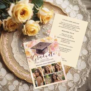 Convites Capelo de Formatura Charmoso Colagem de 4 Fotos Fl