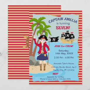Convites Capitão da Festa de Aniversário do Navio Pirata