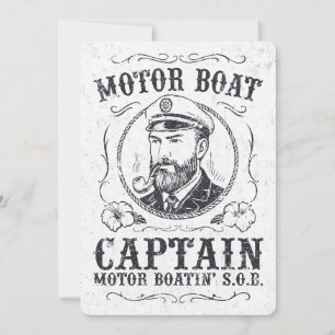 Convites Capitão de Barco a Motor Engraçado Pontão Boating