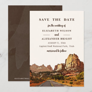Convites Capitol Reef NP Casamento Aquarela no Deserto de U