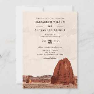 Convites Capitol Reef NP Catedral de Utah Vale Watercolor