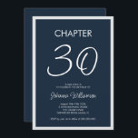 Convites Capítulo 30 Parte Marinho Azul<br><div class="desc">Um convite moderno e mínimo do "capítulo 30" para um aniversário de 30 anos. Personalize-o com o nome e os detalhes da festa,  incluindo a data,  as informações de RSVP e quaisquer outras informações necessárias. Design com fundo azul marinho.</div>