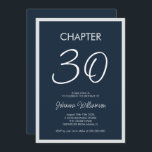 Convites Capítulo 30 Parte Marinho Azul<br><div class="desc">Um convite moderno e mínimo do "capítulo 30" para um aniversário de 30 anos. Personalize-o com o nome e os detalhes da festa,  incluindo a data,  as informações de RSVP e quaisquer outras informações necessárias. Design com fundo azul marinho.</div>