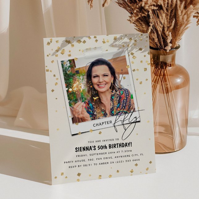 Convites Capítulo 50 Diversão Foto Moderna 50º Aniversário (Criador carregado)