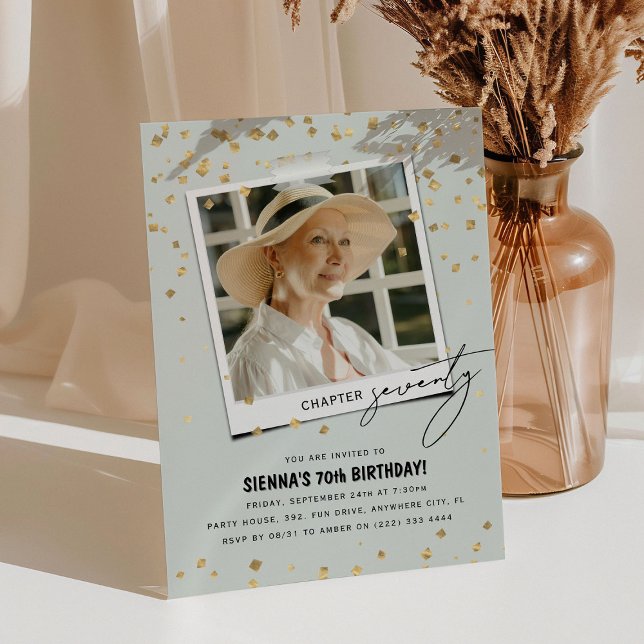 Convites Capítulo 77 Divertidos 70 de Foto Moderno Aniversá (Criador carregado)