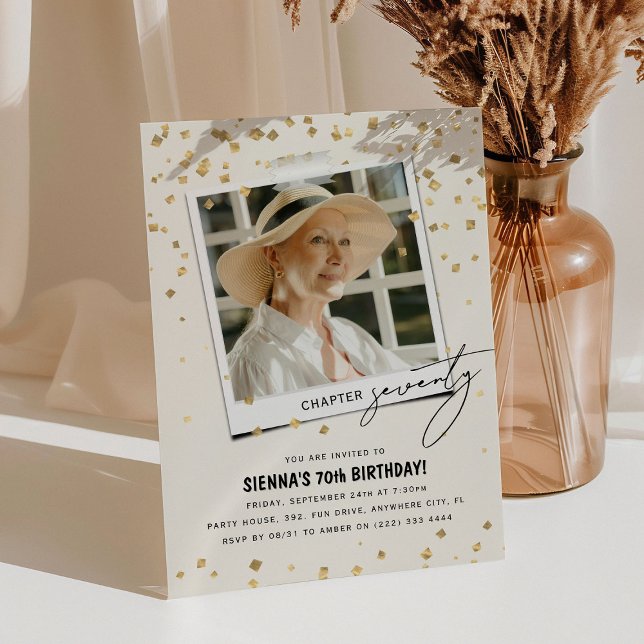 Convites Capítulo 77 Divertidos 70 de Foto Moderno Aniversá (Criador carregado)