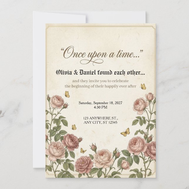 Convites Capítulo da Página do Casamento do Conto de Fadas  (Frente)