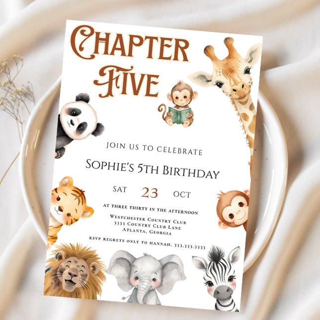 Convites Capítulo Dois Storybook Jungle Safari 5 Birday (Criador carregado)