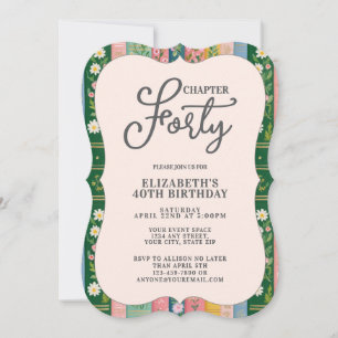 Convites Capítulo Quarenta Livro Floral Tema de 40º Anivers
