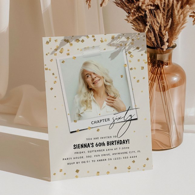 Convites Capítulo Sessenta Foto Moderna Diversão 60º Aniver (Criador carregado)