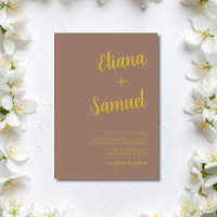 Cappuccino Dourado Minimal Moderno Casamento Calig