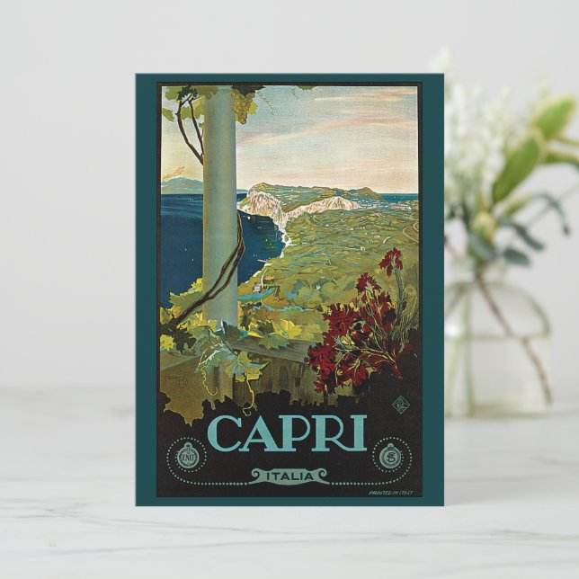 Convites Capri, Itália, Viagens vintage Art Italia (Em pé/Frente)