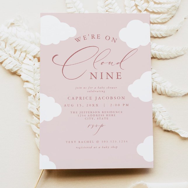 Convites CAPRICE Blush Pink Cloud Nine Chá de fraldas (Criador carregado)