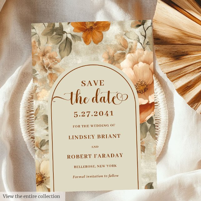 Convites Caprichoso Boho Terroso Marfim Oliva Salve A Data (Whimsical Boho Earthy Ivory Olive Save The Date)