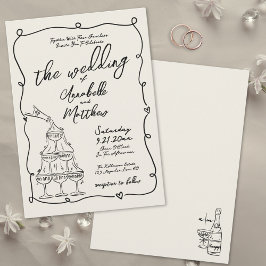 Convites Caprichoso Desenho à Mão Excêntrico Casamento Vint