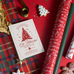 Convites Caprichoso Oh Que Diversão Árvore de Natal Vermelh