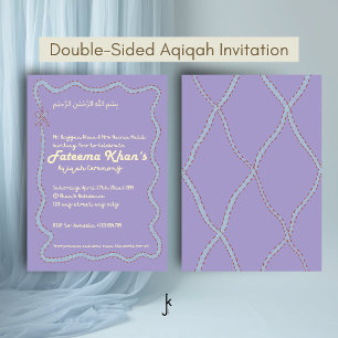 Convites Caprichoso Ondulado de Luz Roxo Azul Suave Aqiqah