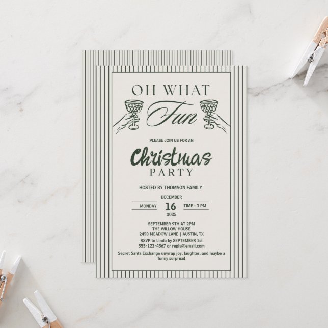 Convites Caprichoso Que Diversão Coquetel Festa de Natal (Frente/Verso In Situ)