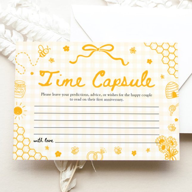 Convites Cápsula do Tempo Abelha Mel Amarela Jogo para Chá  (Yellow Honey Bee Time Capsule Bridal Shower Game)