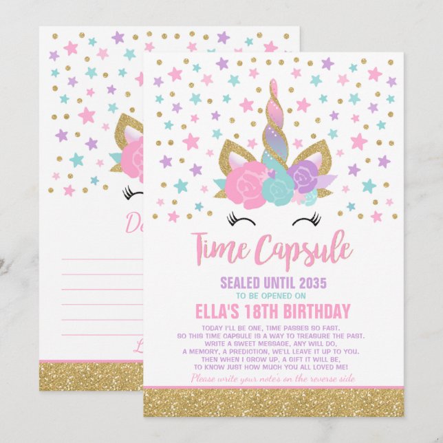 Convites Cápsula Horária De Catálogo De Aniversário Do Unic (Frente/Verso)