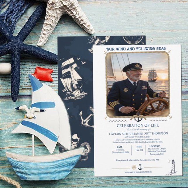 Convites Captain Funeral Invitation Template (Criador carregado)