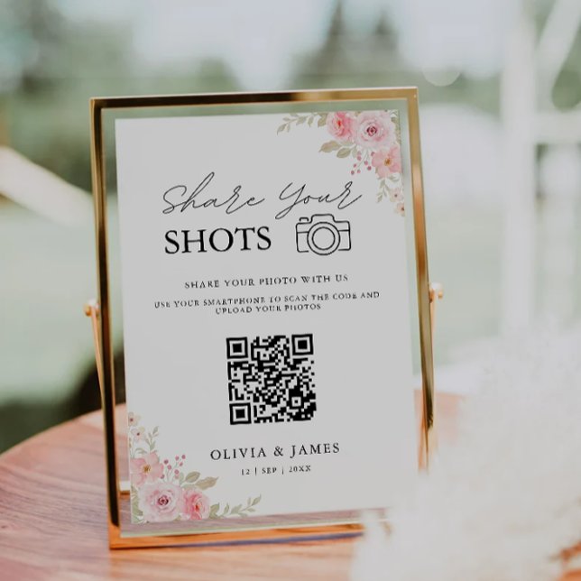 Convites Capturar O Sinal De Código Qr De Amor, Rosa (Capture The Love Qr Code Sign, Rose Invitation)