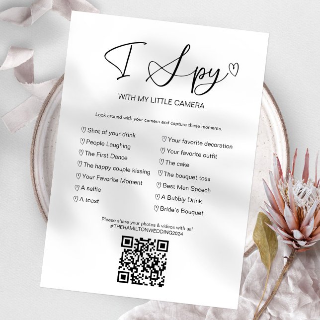 Convites Capture O Amor Jogo de Casamento I Spy Com QR (Criador carregado)