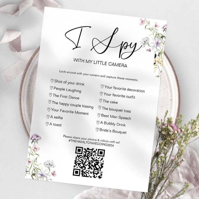 Convites Capture O Amor Jogo de Casamento I Spy Com QR (Criador carregado)