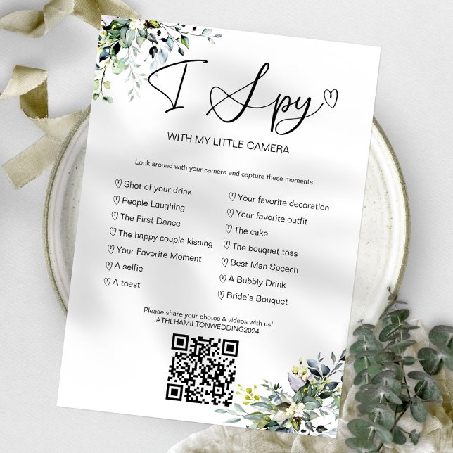 Convites Capture O Amor Jogo de Casamento I Spy Com QR (Criador carregado)