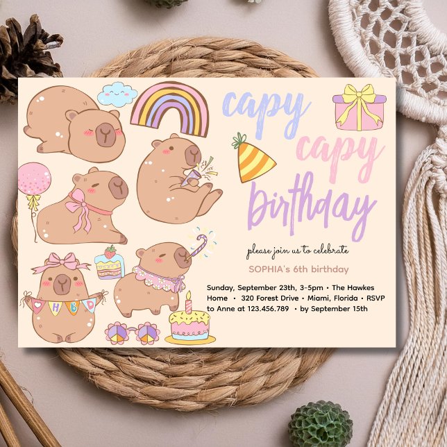 Convites Capy capy birthday invitation (Criador carregado)
