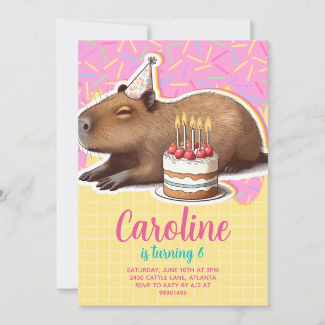 Convites Capybara Birthday (Frente)