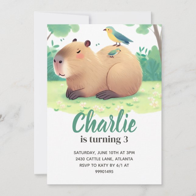 Convites Capybara Birthday Invitation (Frente)