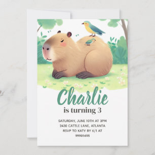 Convites Capybara Birthday Invitation