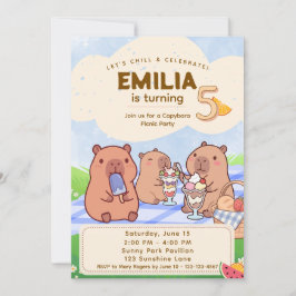 Convites Capybara Birthday Picnic Invitation