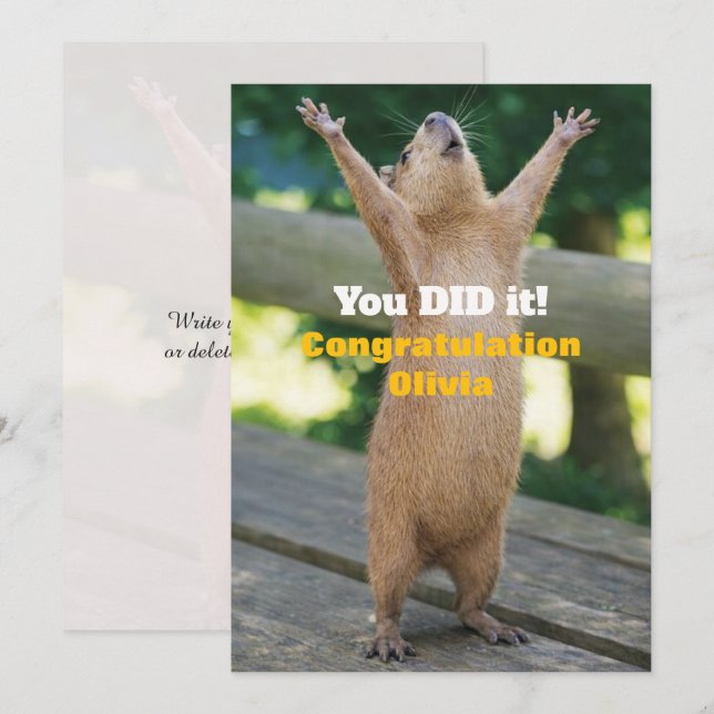 Convites 🎓Capybara Celebration Card – Custom Congrats Edit (Frente/Verso)