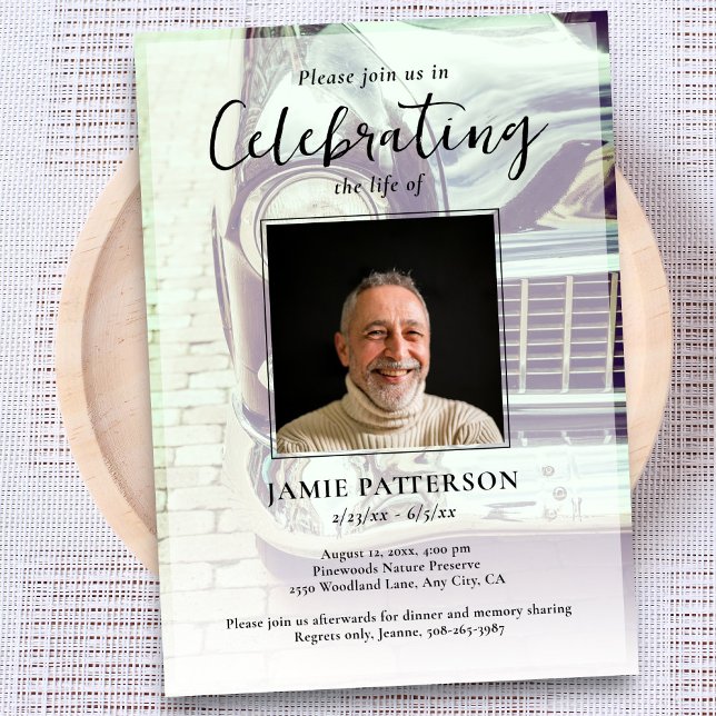 Convites Car Collector Celebration of Life Photo, Funeral (Criador carregado)