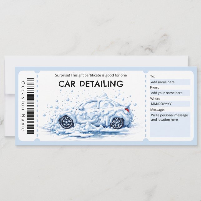 Convites Car Detailing Gift Certificate (Frente)