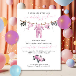 Convites Car Racing Girl Clothesline Baby Shower