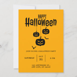 Convites Cara Assustadora Pumpkin E Bat Festa de Halloween