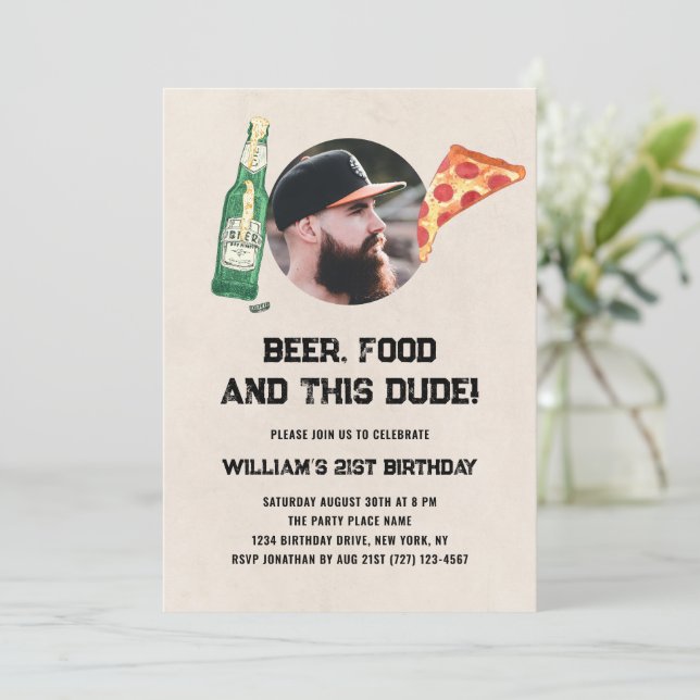 Convites Cara da Foto da Cerveja Engraçado Aniversário de 2 (Em pé/Frente)