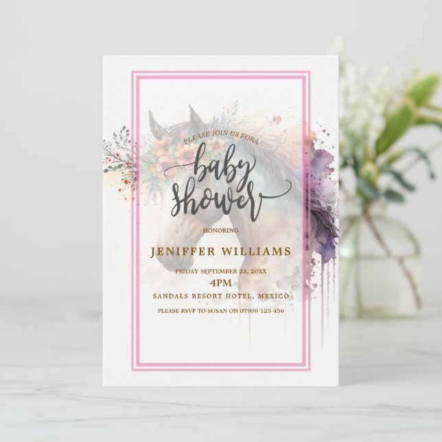 Convites Cara de cavalo com coroa de flor. (Em pé/Frente)