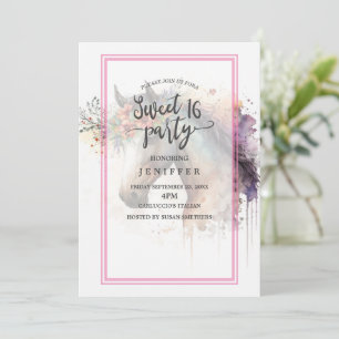 Convites Cara de cavalo com coroa de flor.