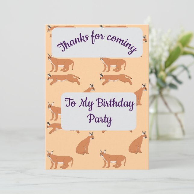 Convites Caracals Thank you Card (Em pé/Frente)
