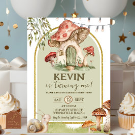 Convites Caracol e Floresta de Cogumelo Primeiro Aniversári