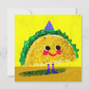 Convites Caracter de Arte do Partido Kawaii Taco