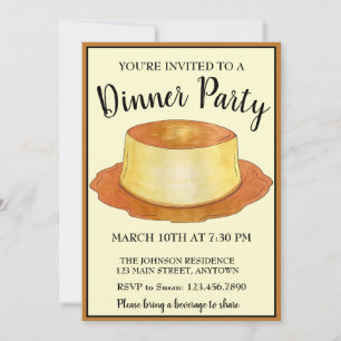 Convites Caramel Custard Flan Partido de Janto de Comidas E