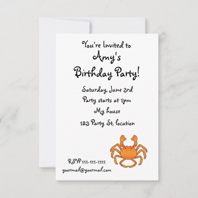 Convites Caranguejo alaranjado (Frente)