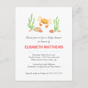 Convites Caranguejo-kawaii e chá de fraldas neutro de alga